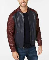 Ad Ebay Url Michael Kors Mens Red Blue Small S Varsity Bomber Leather Jacket 598 248 Mens Leather Bomber Jacket Leather Bomber Jacket Leather Jacket