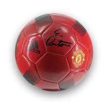 Eric Cantona Signed Red Manchester United Football Autographed Memorabilia Manchester United Football Eric Cantona Manchester United Soccer