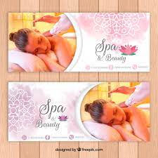 Contoh banner spa skin care salon kecantikan. Free Vector Spa Salon Banners With A Photo