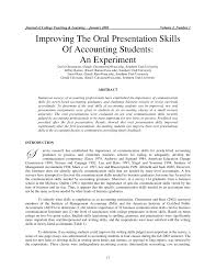 A skills audit is a process with the purpose to highlight the areas an organisation needs to improve. Pdf Improving The Oral Presentation Skills Of Accounting Students An Experiment
