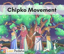 The chipko movement was a forest conservation movement where people embraced the trees to prevent them from being cut. Chipko Movement