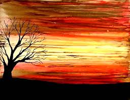 The tutorial uses watercolor paints, but this would also be an easy one to do in acrylics. Abstract Beautiful Sunset By Teo Alfonso