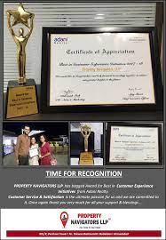 Property Navigators Llp Has Bagged Award For Best In Customer Experience Initiatives From Adani Realty Customer Service Sati Customer Experience Realty Best