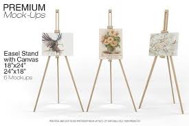 Download Canvas On Easel Stand 18x24 24x18 Stationery Mockup Psd Mockup Template Mockup Free Psd