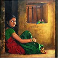 Real Hand Painted Indian Girls Women Canvas Oil Painting for Home Wall Art  Decoration, Not a PrintGicleePoster, Framed, Ready to Hang : Amazon.ca:  Home
