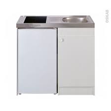 Kitchenette Induction Meuble Sous Evier Blanc Avec Refrigerateur L100 X H93 X P60 Cm Sokleo Oskab Meuble Sous Evier Evier Blanc Kitchenette