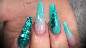 Sparkly teal acrylic nails | teal acrylic nails, acrylic. Coffin Teal And White Acrylic Nails Nail And Manicure Trends
