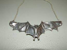 Vintage Sterling Silver Gothic Vampire Bat Necklace With Huge 6 Wingspan Gothic Vampire Vintage Sterling Silver Vampire Bat