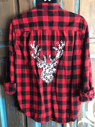 Black And White Buffalo Plaid Shirt Deer Stag Silhouette Chevron Leopard Cheetah Gray Upcycled Altered Red Black Buffalo Plaid Flannel Christmas With Images Flannel Shirt Refashion Buffalo Plaid Flannel Recycled Shirts