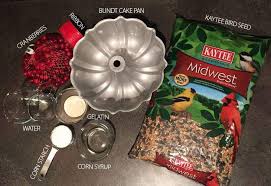 How to mix and form the birdseed cakes mix dry ingredients together in large bowl microwave water until boiling in a glass measuring cup add gelatin to boiling water and stir to dissolve Diy Holiday Wreath Bird Feeder