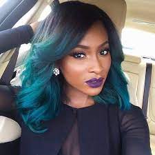 Black Women Black And Blue Hair Color Tumblr Picture Turquoise Hair Hair Styles Human Hair Wigs