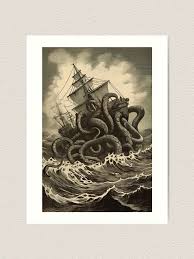 Kraken The Giant Octopus Under The Deep Sea Attacking And Sinking The Ship  Background. Digital Art Illustration Stock Illustration - Illustration Of  Dangerous, Sail: 273030239