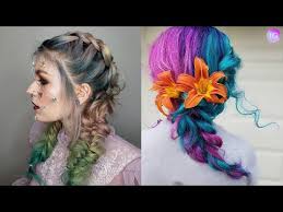 Woman fantasy hairstyles fantasy hairstyles ideas. Cool Rainbow Hair Ideas Tutorial Fantasy Hairstyles Video Compilation Youtube