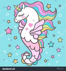 Beautiful Seahorse Among The Stars Unicorn For Design Prints Posters And So On Vector Images Licorne Art De Licorne Dessin