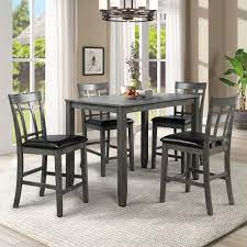 Encourage the gang to meet the neighborhood newbies for a look reminiscent of your favorite downtown pub, think backless bar height stools with the ability to. Buy Kitchen Dining Table Set 5 Piece Counter Height Dining Set Wood Dining Room Table And Set Of 4 Dining Chairs Dining Set With Leather Cushioned Chair Dining Room Furniture Antique Gray W10334