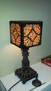 Redstone Lamp With Perler Beads Diy For The Very Crafty Minecraft Redstone Lamp Beaded Lamps Lamp