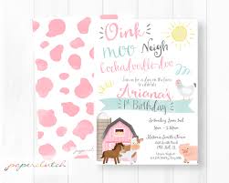 Pink Farm Birthday Invitation Barnyard Birthday Old Mcdonald Birthday Theme Girl Farm Party Barnyard Birthday Girls Farm Birthday Birthday Invitations