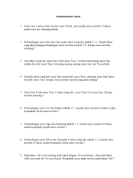 Jadi, jumlah karyawan di kantor a dan b adalah 198 orang. Tiu Perbandingan Umur