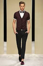 Short Sleeve Cardigan And Button Up With Bow Tie Black Buttons On The Shirt Mens Outfits Menswear Fashion