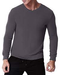 Men S Long Sleeve V Neck Tee Shirts Polyester Casual Solid Color Tops Dark Gray Cy17yh9dulr Mens Clothing Styles Mens Long Sleeve Tee Shirts