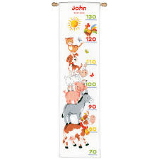 vervaco counted cross stitch kit height chart farm animals