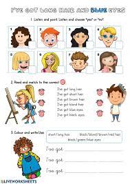 Describing People Online Activity For Grade 1 2 You Can Do The Exercises Online Or Download The Worksheet As Pdf Blue Eye Kids English Fun Long Hair Styles