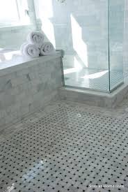 Personalize your space with the 12 x 12 black and white basket weave porcelain tile. Marble Basketweave Floor Transitional Bathroom Stay At Homeista