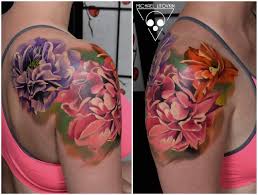 In general, blooms are associated with life, growth, and love. Shoulder Realistic Flower Tattoo By Michael Litovkin