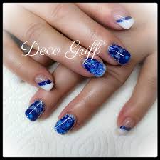 Ongle en gel sur chablon | french reverse incrustation de paillettes. French Blanc Et Bleu Hivernale Love Nails Nails Beauty