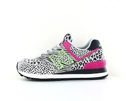 New balance 574 clg baskets femme noir. New Balance 574 Femme Noir Blanc Rose Vert Animal