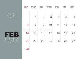 February 2021 Calendar Planner Design Template Week Starts On Sunday Stationery Design Vector Illustration In 2020 Planner Design Design Template Stationery Design