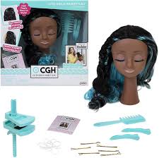 Blow dry the hair while styling with a brush. Cgh Cute Girls Hairstyles Styling Head Black Wavy Hair Doll