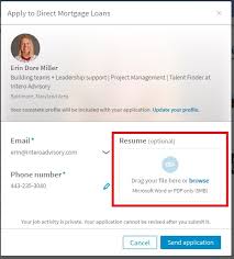 resume to a linkedin job application