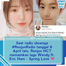 OMG Renjun😍😘💙 Renjun played his mom's song😃💙 Waktu itu pernah nyetel  ost Wendy yang Goodbye, sekarang Spring Love. Renjun is a Wendyluv 😃💙 . .  Gimana menurut kamu? Ajak temen kamu Follow @