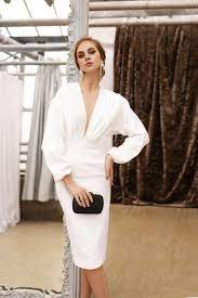 White Sheath Dress Midi Pencil Skirt Wedding Dress Minimalist Simple Bridal Gown V-neck Reception Dress Dream Dress Etsy Wedding Dress Unusual Wedding Dresses