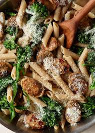 Whole Grain Pasta With Broccoli And Chicken Sausage Fork Knife Swoon Recipe Chicken Sausage Recipes Clean Dinner Recipes Pasta Dishes