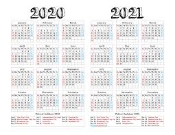 Blank, editable and easy to print. 2020 And 2021 Calendar Template 6 Templates Free Printable 2020 Monthly Calendar With Holidays