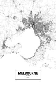 Melbourne Australia Wall Poster Melbourne Map City Map Poster Melbourne