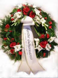 See more ideas about celebration of life, funeral planning, funeral memorial. Funeral Wreath With Three Decorations Including White Gladiolus Red Roses And Greenery 3 Sizes I Husi Bloma Flower Delivery Shop Iceland