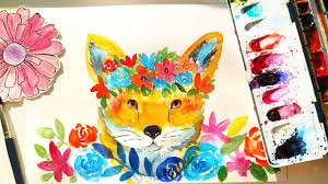 There are hundreds of easy watercolor painting ideas for beginners that you can try out without any hassle. Watercolor Fox With Flowers Painting Cute And Easy Animals Illustration Ideas Youtube