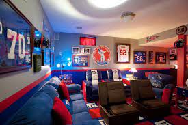 When browsing basement remodeling ideas, always think in terms of your family's needs and whether the space could best serve as your playroom, media room, home bar or storage space — or all of the above. Sports Themed Basement Ideas Instant Knowledge Sports Man Cave Man Cave Design Man Cave