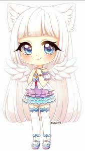 Learn how to draw kawaii anime pictures using these outlines or print just for coloring. Chibi Girl With Wings Chibi Girl Drawings Chibi Anime Kawaii Anime Neko