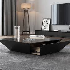 Modern Black Wood Coffee Table With Storage Square Drum Coffee Table With Drawer Table Decor Living Room Center Table Living Room Coffee Table