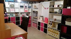 I inherited my home and when i moved in (quickly to care for pets and prep my home for sale), it was fully decorated, even the food was still. My Office Is In Our Unfinished Basement Basement Craft Rooms Unfinished Basement Basement Gym