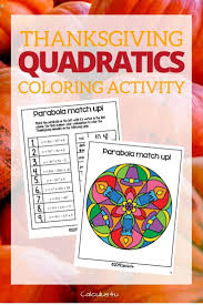 Thanksgiving Coloring Activity For Algebra Quadratic Functions School Algebra High School Algebra Pre Algebra Activities