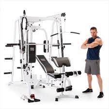 Amazon Com Marcy Pro Smith Cage Workout Machine Total Body Training Home Gym System White Sports Outdoors