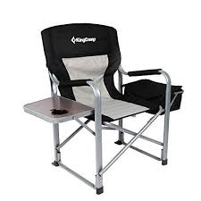 Kingcamp Heavy Duty Steel Folding Chair Director S Chair With Cooler Bag And Side Table Is A Sturdy Camp Portable Camping Chair Camping Chairs Best Beach Chair