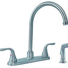 Supply lines, soap/lotion dispenser, and deck plate. Stainless Steel Two Handle Gooseneck Kitchen Faucet With Spray