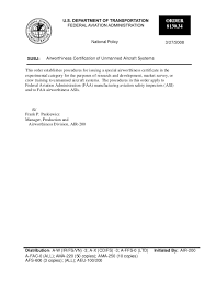 Faa Uas Airworthiness Certification Order 8130 34