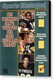 Auburn Bo Jackson, Iowa Qb Chuck Long, And Plymouth State Sports  Illustrated Cover Canvas Print